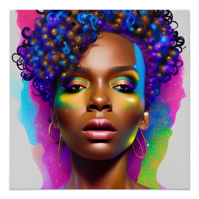 Glitzer Queen Rainbow Niedlich Hair Black Melanin  Poster (Vorderseite)