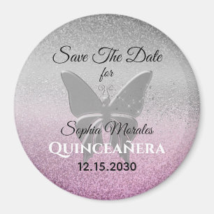 Glitzer Quinceañera Save the Date Einladung Magnet