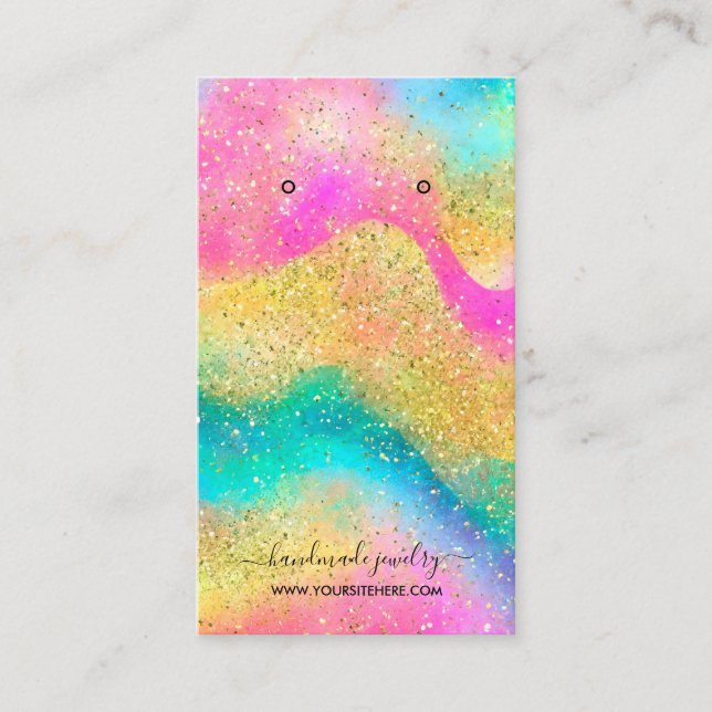 Glitzer Rainbow Alcohol Ink Splash Ohrring Display Visitenkarte (Vorderseite)