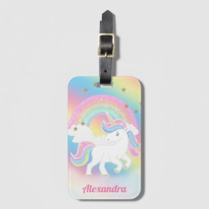 Glitzer Rainbow and Unicoron mit Personalisiertem  Gepäckanhänger