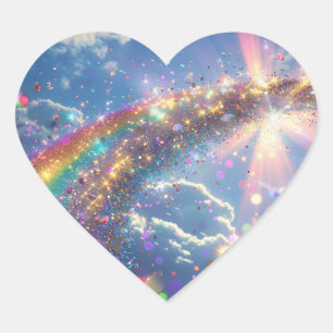 Glitzer Rainbow Digitale Kunst Herz-Aufkleber