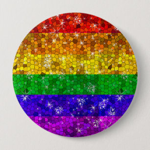Glitzer Rainbow Flag Ehegewähr Gay Pride Button