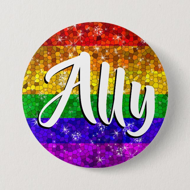 Glitzer Rainbow Flag Ehegewähr Gay Pride Button (Vorderseite)