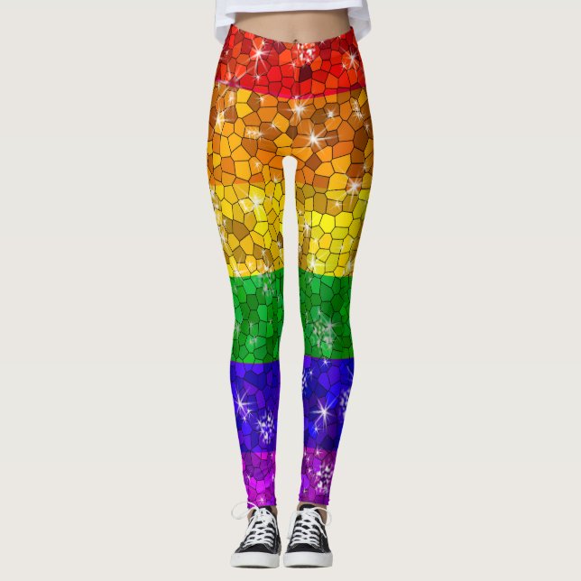 Glitzer Rainbow Flag Ehegewähr Gay Pride Leggings (Vorderseite)