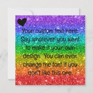 Glitzer Rainbow Heart Blank Feiertagskarte