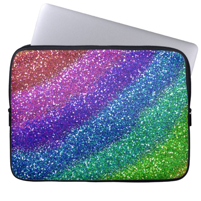 Glitzer Rainbow Laptopschutzhülle (Vorderseite)