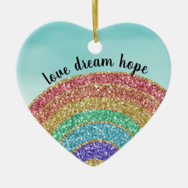 Glitzer Rainbow Liebe Dream Hope Personalisiert Keramik Ornament