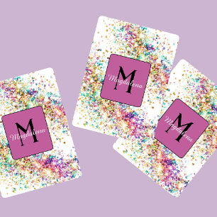 Glitzer Rainbow Name Monogram Girl Pink Spielkarten