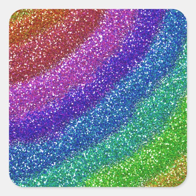 Glitzer Rainbow Quadratischer Aufkleber (Vorderseite)