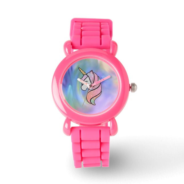 Glitzer Rainbow Unicorage Watch Armbanduhr (Vorderseite)