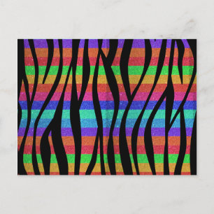 Glitzer Rainbow zebra streifen Postkarte