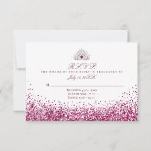 Glitzer-Reaktionskarten für Burgund RSVP Karte