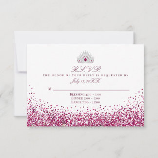 Glitzer-Reaktionskarten für Burgund RSVP Karte
