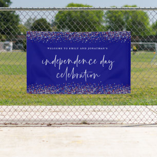 Glitzer Red Blue Independence Day 4. Juli Begrüßun Banner