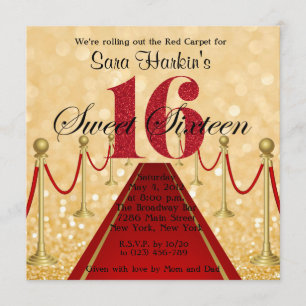 Glitzer Red Tepet Hollywood Sweet 16 Einladung