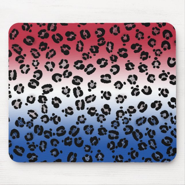 Glitzer Red White Leopard Print Mousepad (Vorne)