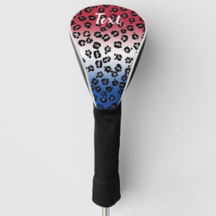 Glitzer Red White Leopard Print Personalisiert Golf Headcover