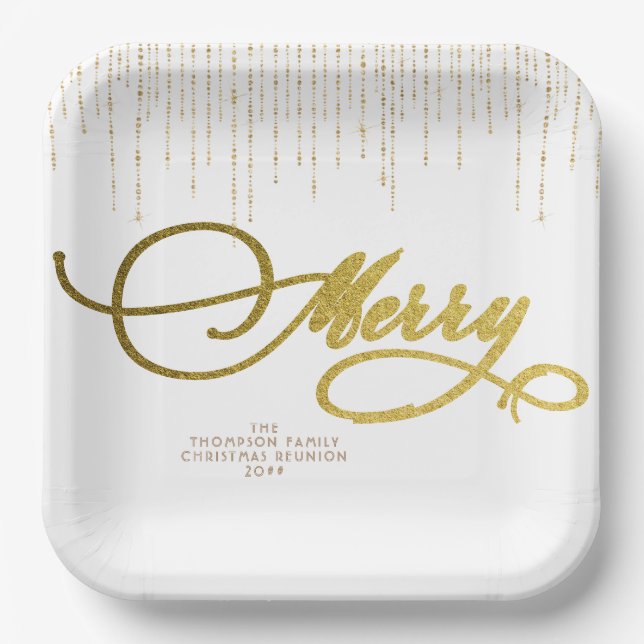 Glitzer Red White Weihnachten Pappteller (Vorderseite)