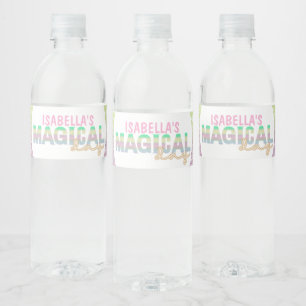 Glitzer Regenbogen Einhorn magisch  Wasserflaschenetikett