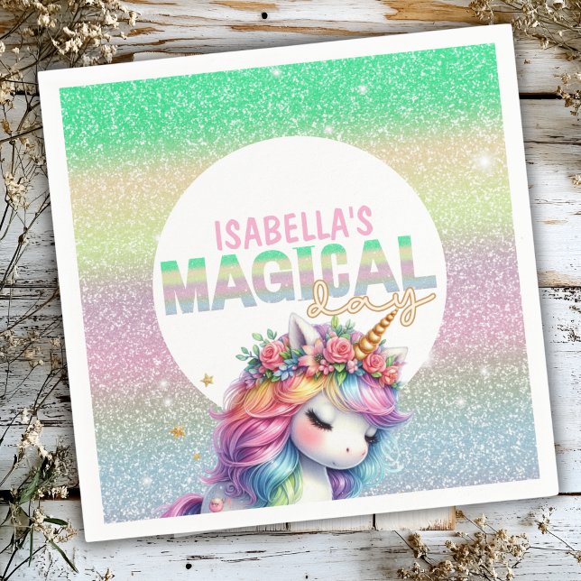 Glitzer Regenbogen Einhorn magische Papierplatte Serviette (Von Creator hochgeladen)