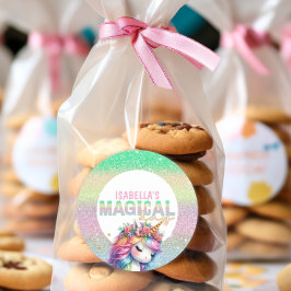 Glitzer Regenbogen einhornen magisch Runder Aufkleber