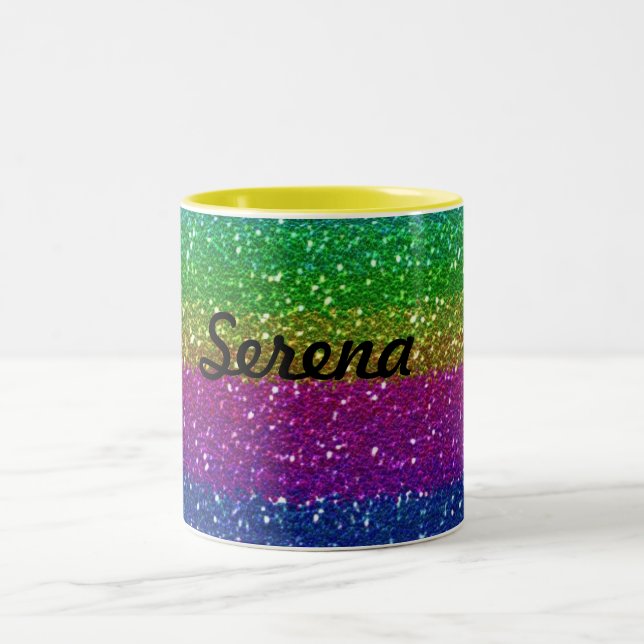 Glitzer-Regenbogen-Tasse Zweifarbige Tasse (Mittel)