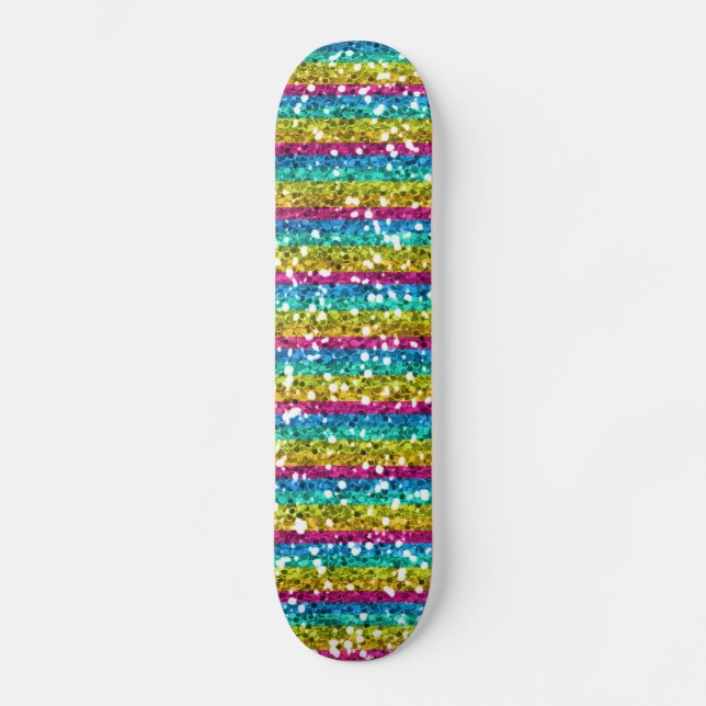 Glitzer-RegenbogenSkateboard Skateboard (Vorderseite)