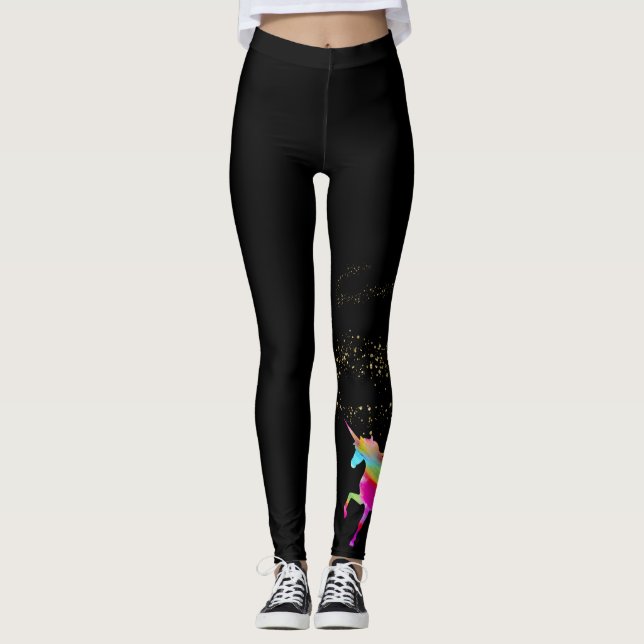 Glitzer-RegenbogenUnicorn der erwachsenen Frau Leggings (Vorderseite)