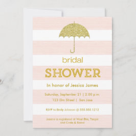 Glitzer-Regenschirm-Dusche - rosa Einladung