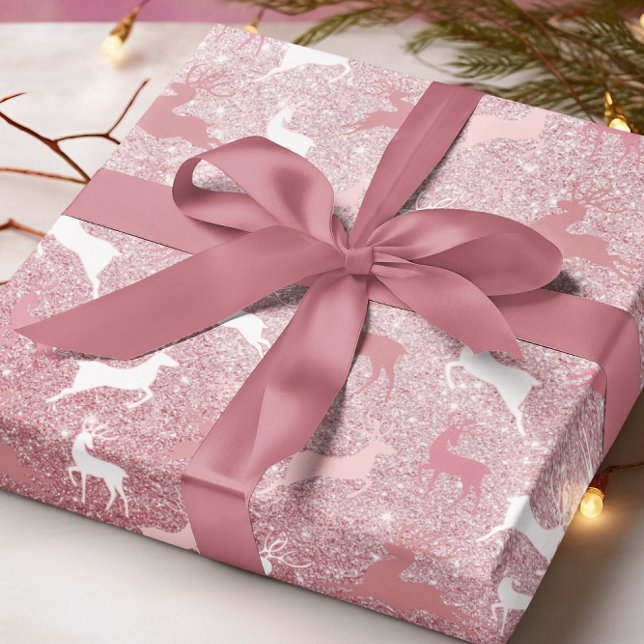 Glitzer Reindeer Weihnachtsmuster Geschenkpapier (Von Creator hochgeladen)