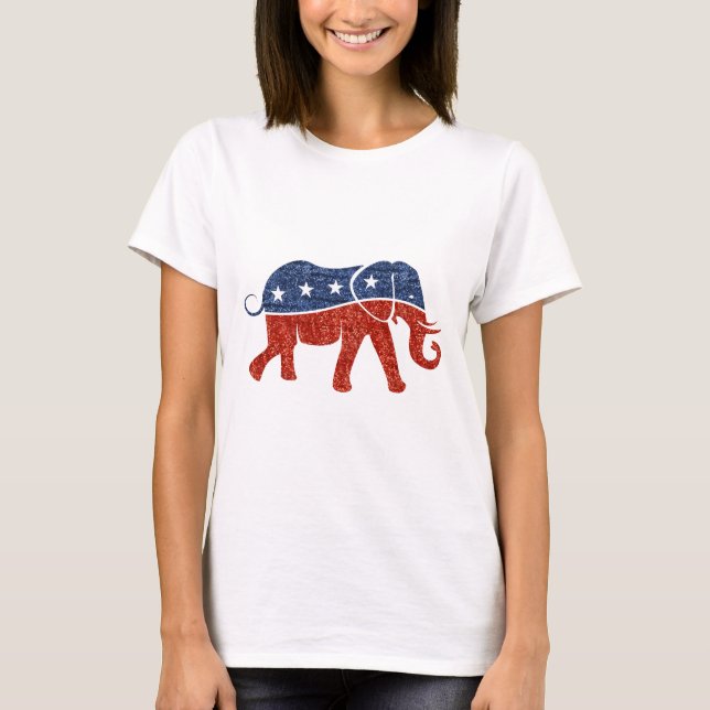 Glitzer-republikanischer Elefant T-Shirt (Vorderseite)