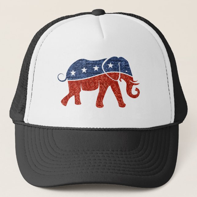 Glitzer-republikanischer Elefant Truckerkappe (Vorderseite)