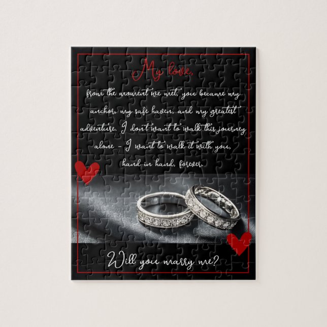 Glitzer Rings Ehe Vorschlag wird Sie heiraten Puzzle (Vertikal)