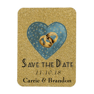 Glitzer Rings & Heart Rett Date Magnet