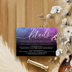 Glitzer Rosa Aquamarine Hochzeitsunterkunft Detail RSVP Karte