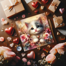 Glitzer Rosa Bläserfarben Katze Valentine