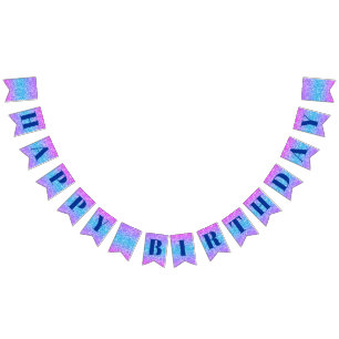 Glitzer Rosa Blau Happy Birthday Banner
