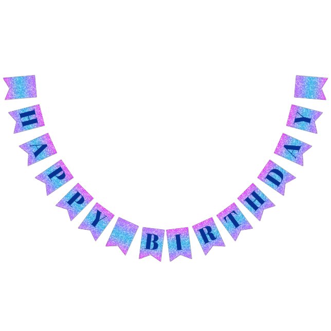 Glitzer Rosa Blau Happy Birthday Banner (Alle)