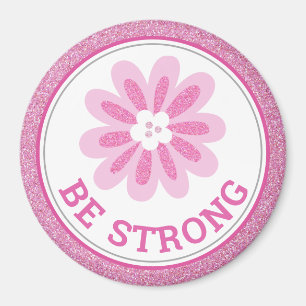 Glitzer Rosa Blumen Brustkrebs-Bewusstseins-Design Magnet