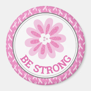 Glitzer Rosa Blumen Brustkrebs-Bewusstseins-Design Magnet