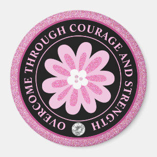 Glitzer Rosa Blumen Brustkrebs-Bewusstseins-Design Magnet