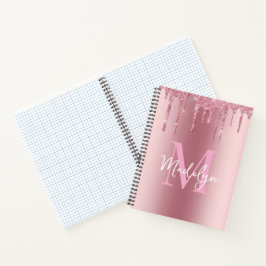 Glitzer Rosa Glitter Monogramm Name feminin Notizbuch