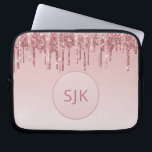 Glitzer-Rosa-Gold-Monogramm Laptopschutzhülle<br><div class="desc">Blush Pink - Rose Gold Imitate Dripping Glitzer und sparkle elegante Monogram Laptop Gehäuse. Dieser mit Monogramm Fall kann so angepasst werden,  dass er Ihren Anfangs- und Vornamen enthält.</div>