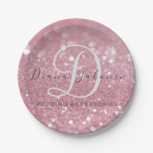 Glitzer-Rosa-Hochzeitsaccessoires Pappteller