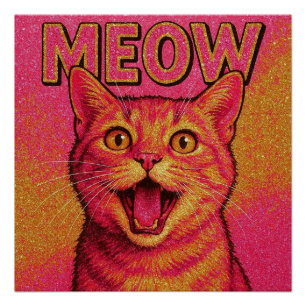 Glitzer rosa Katze Miauposter. Poster