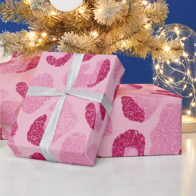 Glitzer Rosa Leopard Muster Geschenkpapier (Feiertage)