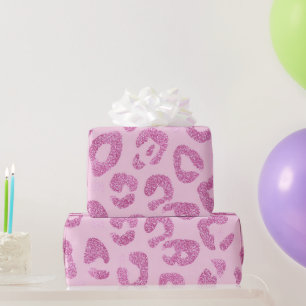 Glitzer Rosa Leopard Muster Geschenkpapier