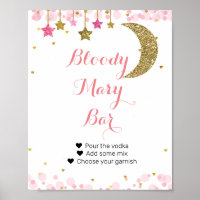 Glitzer Rosa Mond Wasserfarbe Bloody Mary Bar Sign
