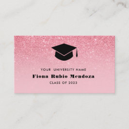 Glitzer Rosa Ombre Chic Graduation cap Name Einfüg Visitenkarte