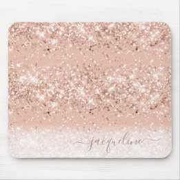 Glitzer Rosa Rosa Monogramm Mousepad